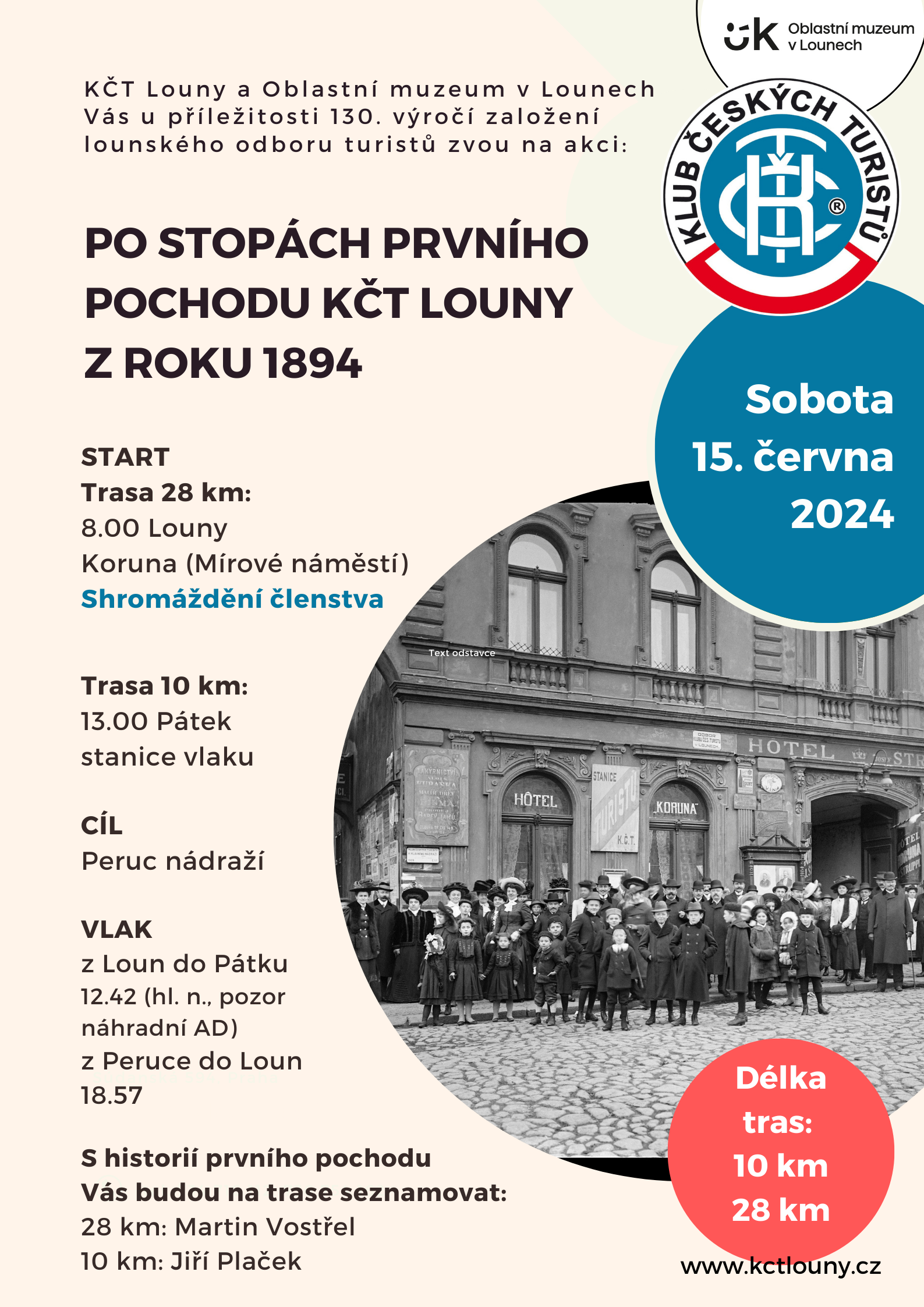 Výročí 130 let odboru – Po stopách prvního pochodu KČT Louny z roku 1894